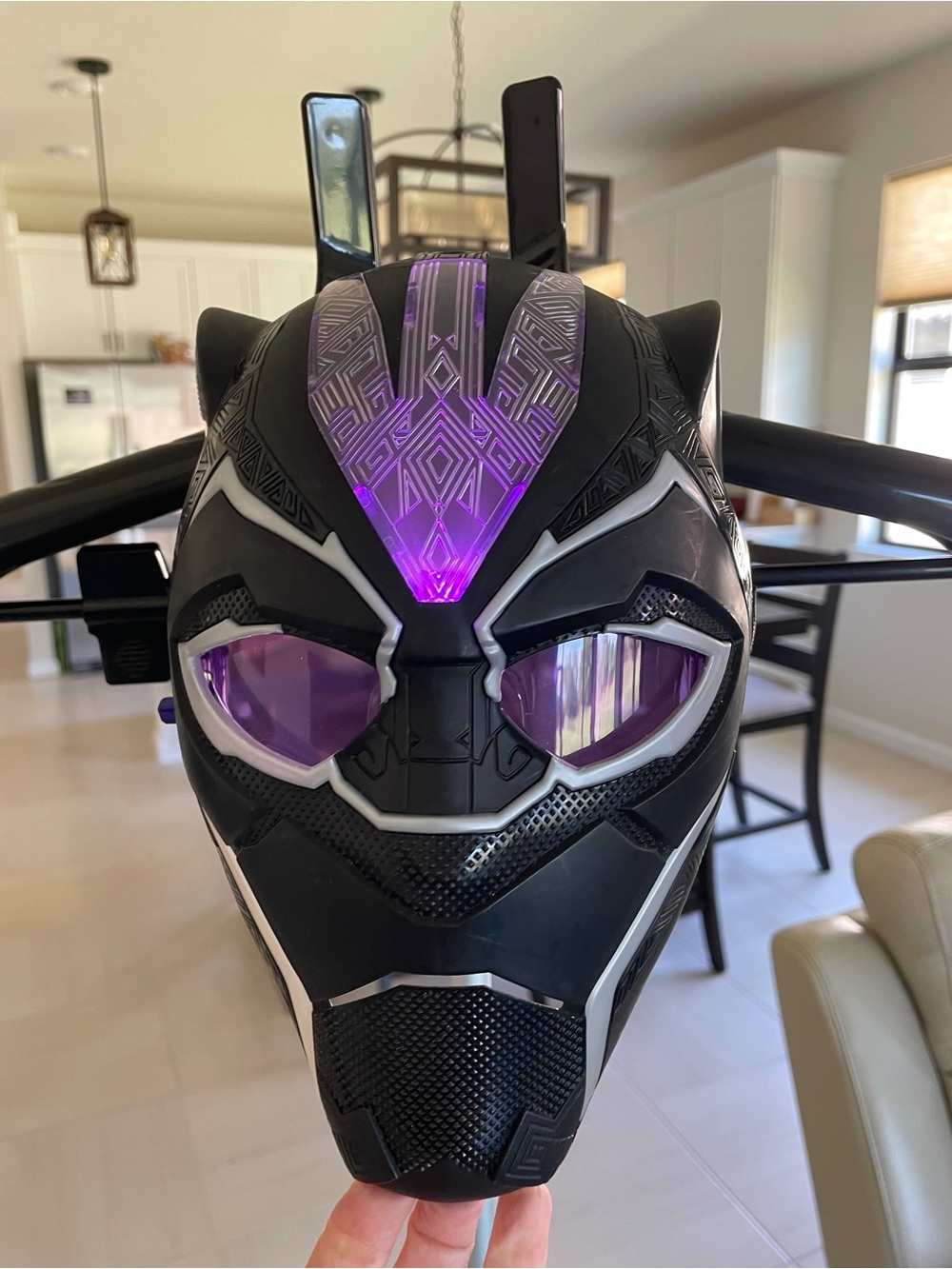 Disney Black Panther Mask with Purple Accents and Silver Trim
